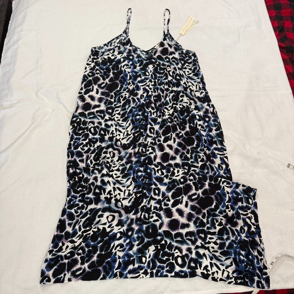 Lovestitch Blue Leopard Print Spaghetti Strap Maxi Dress Women’s Size M